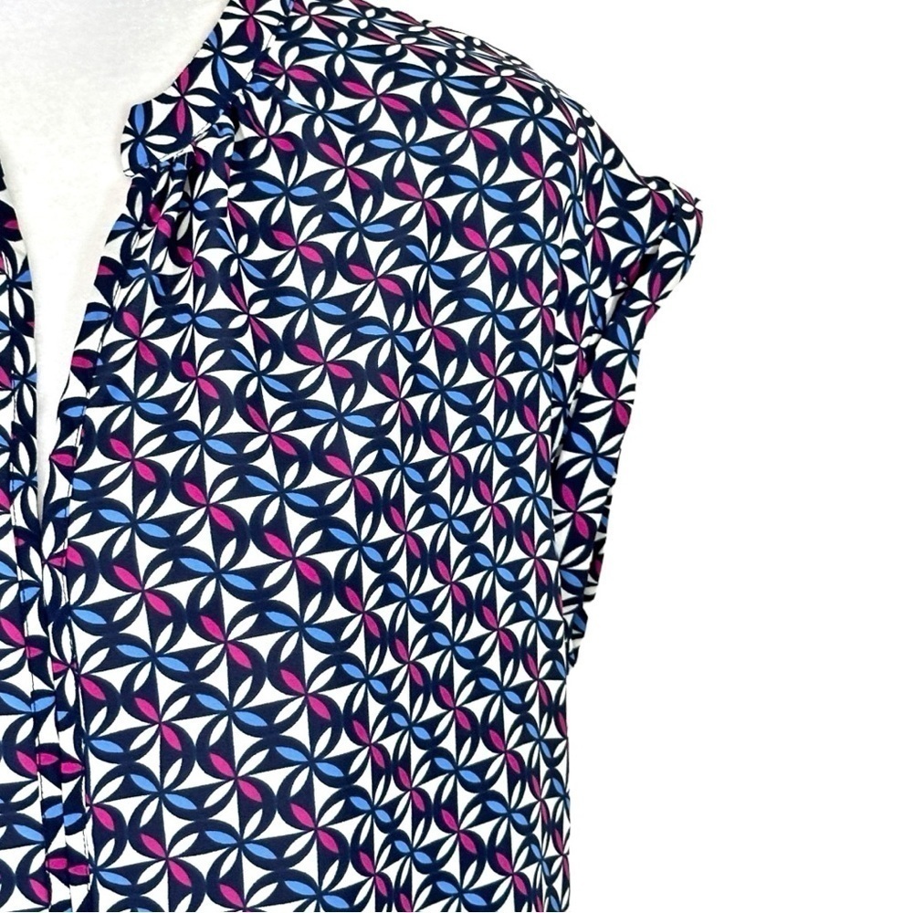 Pleione- Dressy Geometric Pattern Short Sleeve Tunic- Size XS - Picture 2 of 8